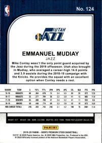 Emmanuel Mudiay - Panini Hoops Premium Stock Base Set 2019-20, Nr. 124