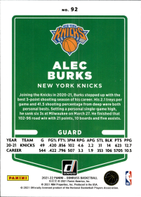 Alec Burks - Panini Donruss Base Set 2021-22, Nr. 92