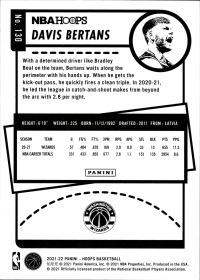 Davis Bertans - Panini Hoops Base Set 2021-22, Nr. 130