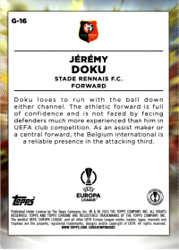 Jérémy Doku - Topps Chrome UEFA Club Competitions Golazo 2022-23, Nr. G-16 – Insert