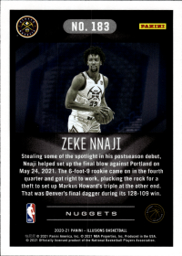 Zeke Nnaji - Panini Illusions Base Set 2020-21, Nr. 183 – Rookie Card, Trophy Collection Orange