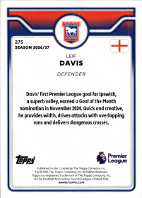 Leif Davis - Topps Flagship Premier League Base Set 2026-27, Nr. 275