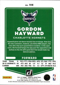 Gordon Hayward - Panini Donruss Base Set 2021-22, Nr. 198