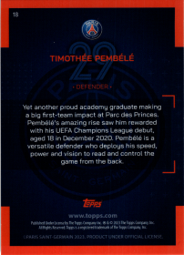 Timothée Pembélé - Topps Paris Saint-Germain Team Set First-Team 2022-23, Nr. 18 – Rookie Card, Icy