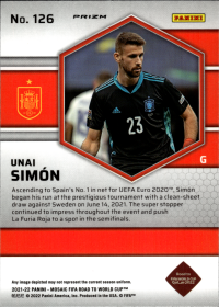 Unai Simón - Panini Mosaic FIFA Road to World Cup Base Set 2021-22, Nr. 126 – Mosaic