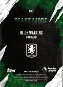 Ollie Watkins - Topps Flagship Premier League Beast Mode 2026-27, Nr. BM 3 – Insert
