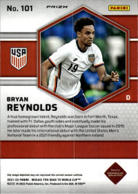 Bryan Reynolds - Panini Mosaic FIFA Road to World Cup Base Set 2021-22, Nr. 101 – Rookie Card, Mosaic Red