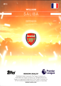 William Saliba - Topps Flagship Premier League Flying the Flag 2026-27, Nr. FF 1 – Insert