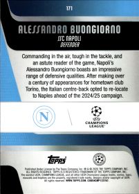 Alessandro Buongiorno - Topps UEFA Club Competitions Base Set 2025-26, Nr. 171 – Diamante
