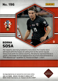 Borna Sosa - Panini Mosaic FIFA Road to World Cup Base Set 2021-22, Nr. 196 – Rookie Card
