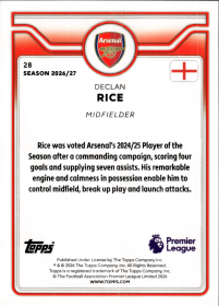Declan Rice - Topps Flagship Premier League Base Set 2026-27, Nr. 28