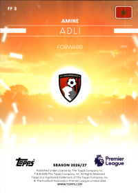 Amine Adli - Topps Flagship Premier League Flying the Flag 2026-27, Nr. FF 5 – Insert