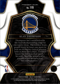 Klay Thompson - Panini Select Premier Level 2022-23, Nr. 119