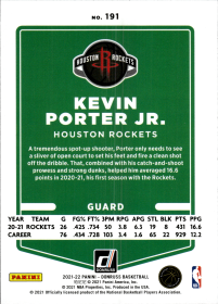 Kevin Porter Jr. - Panini Donruss Base Set 2021-22, Nr. 191