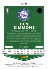 Ben Simmons - Panini Donruss Optic Base Set 2021-22, Nr. 84