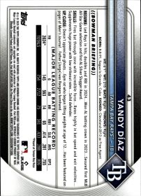 Yandy Díaz - Topps Bowman Chrome Base Set 2025, Nr. 43