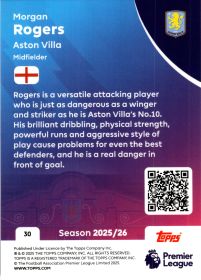 Morgan Rogers - Topps Match Attax Premier League Base Set 2025-26, Nr. 30