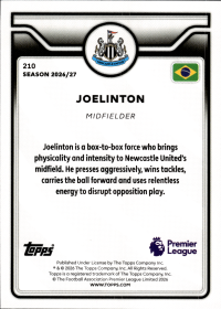 Joelinton - Topps Flagship Premier League Base Set 2026-27, Nr. 210