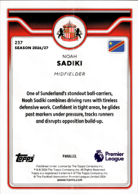 Noah Sadiki - Topps Flagship Premier League Base Set 2026-27, Nr. 237 – Pink Voltage Parallel