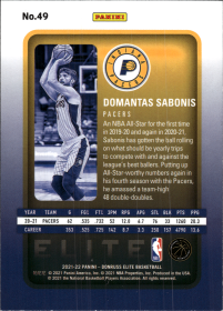 Domantas Sabonis - Panini Donruss Elite Base Set 2021-22, Nr. 49