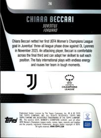 Chiara Beccari - Topps Chrome UEFA Women's Champions League Base Set 2025-26, Nr. 74 – RayWave Refractor