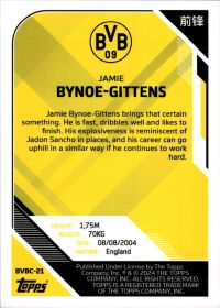 Jamie Bynoe-Gittens - Topps Borussia Dortmund Team Set China Edition Base Set 2023-24, Nr. BVBC-21
