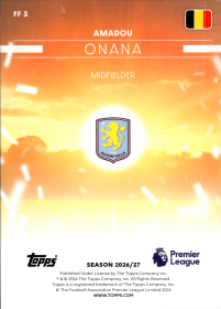 Amadou Onana - Topps Flagship Premier League Flying the Flag 2026-27, Nr. FF 3 – Insert