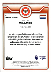 Antoni Milambo - Topps Flagship Premier League Base Set 2026-27, Nr. 67