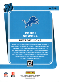 Penei Sewell - Panini Donruss Base Set 2021, Nr. 328 – Rookie Card