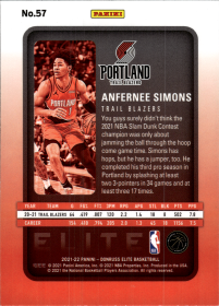Anfernee Simons - Panini Donruss Elite Base Set 2021-22, Nr. 57