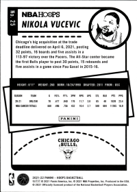 Nikola Vucevic - Panini Hoops Base Set 2021-22, Nr. 25