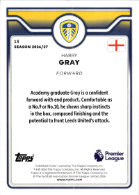 Harry Gray - Topps Flagship Premier League Future Stars 2026-27, Nr. 13