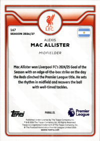 Alexis Mac Allister - Topps Flagship Premier League Base Set 2026-27, Nr. 167 – Premier League Parallel
