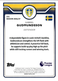 Gabriel Gudmundsson - Topps Flagship Premier League Base Set 2026-27, Nr. 151
