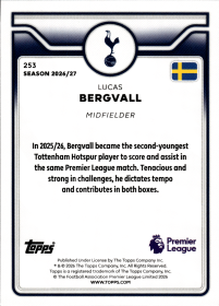 Lucas Bergvall - Topps Flagship Premier League Base Set 2026-27, Nr. 253