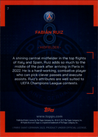 Fabián Ruiz - Topps Paris Saint-Germain Official Team Set 2023-24, Nr. 7