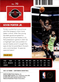 Kevin Porter Jr. - Panini Contenders Season Ticket 2021-22, Nr. 70
