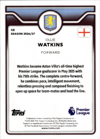 Ollie Watkins - Topps Flagship Premier League Base Set 2026-27, Nr. 48