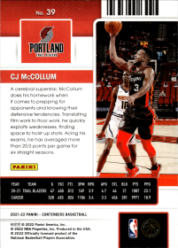 CJ McCollum - Panini Contenders Season Ticket 2021-22, Nr. 39