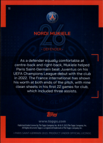Nordi Mukiele - Topps Paris Saint-Germain Official Team Set 2023-24, Nr. 11