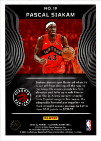 Pascal Siakam - Panini Illusions Base Set 2021-22, Nr. 19 – Trophy Collection Orange