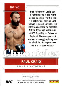 Paul Craig - Panini Chronicles UFC Base Set 2022, Nr. 96