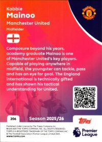 Kobbie Mainoo - Topps Match Attax Premier League Base Set 2025-26, Nr. 206