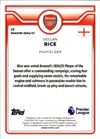 Declan Rice - Topps Flagship Premier League Base Set 2026-27, Nr. 28