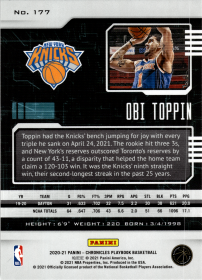 Obi Toppin - Panini Chronicles Playbook 2020-21, Nr. 177