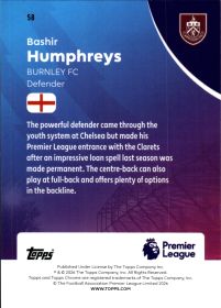 Bashir Humphreys - Topps Chrome Premier League Base Set 2025-26, Nr. 58 – Rookie Card