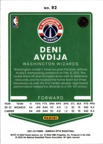 Deni Avdija - Panini Donruss Optic Base Set 2021-22, Nr. 92