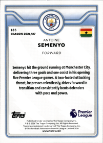 Antoine Semenyo - Topps Flagship Premier League Base Set 2026-27, Nr. 185