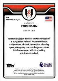 Antonee Robinson - Topps Flagship Premier League Base Set 2026-27, Nr. 135