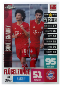 Leroy Sané & Serge Gnabry - Topps Chrome Match Attax Bundesliga Flügelzange 2020-21, Nr. 111